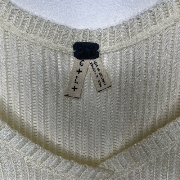 FREE PEOPLE Ribbed Long Sleeve Bone Color Blouse Top - Picture 3 of 13